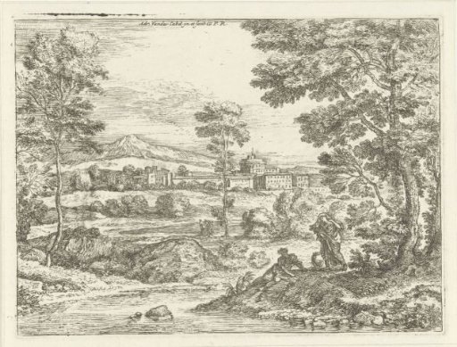 Landscape with veiled woman