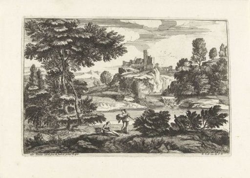 Landscape with two women by the water's edge