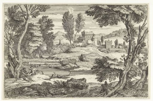 Shepherd and shepherdess by the water's edge