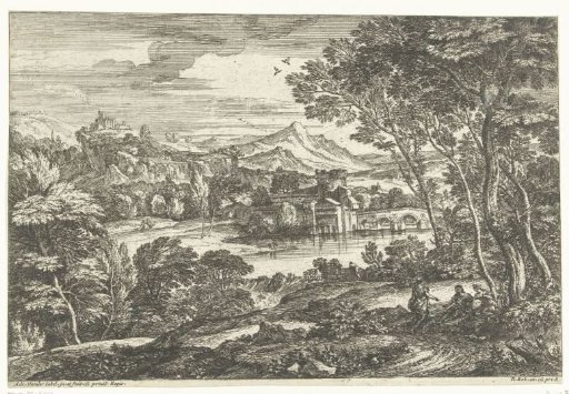 Landscape with three persons on a path