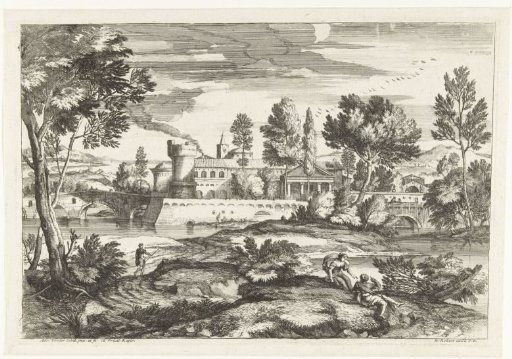 Landscape with two persons in the foreground