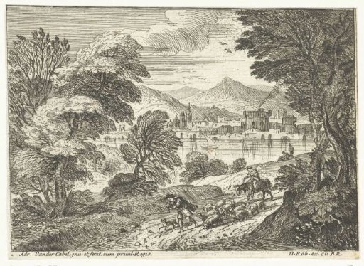 Shepherd with flock
