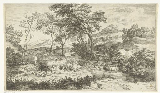 Flute-playing shepherd with his flock