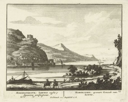 View of Hammerstein on the Rhine with a ruin