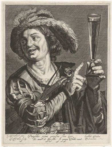 Man pointing to glass in left hand