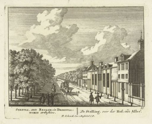 View of the stables and coach houses of Het Loo Palace