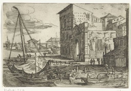 Rowing Boat at Anchor at the Quay of the Harbour of Messina