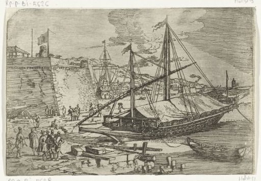Galley at anchor at the quay of the fort of Messina