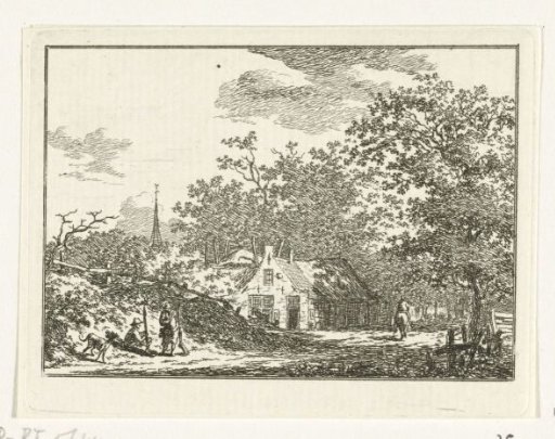 Landscape with two hunters by the road
