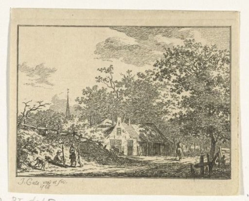 Landscape with two hunters by the road