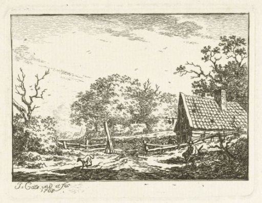Landscape with a seated man and a dog