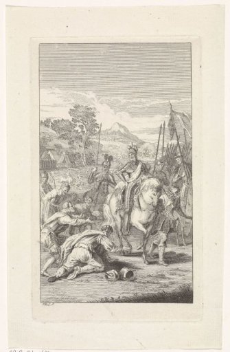 Conquered people kneeling before a general