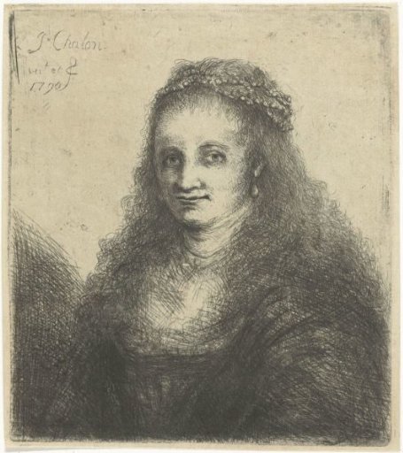Woman with a pearl necklace in her hair