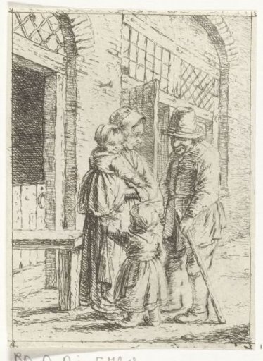 Family at the front door