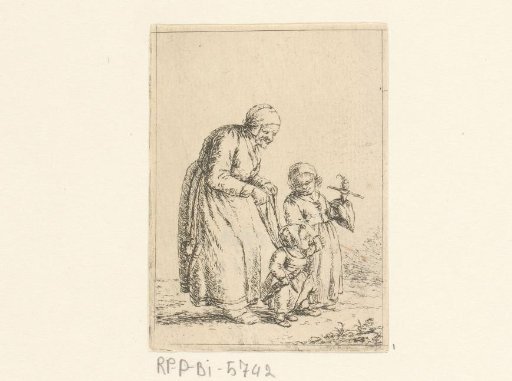 Mother teaching a child to walk