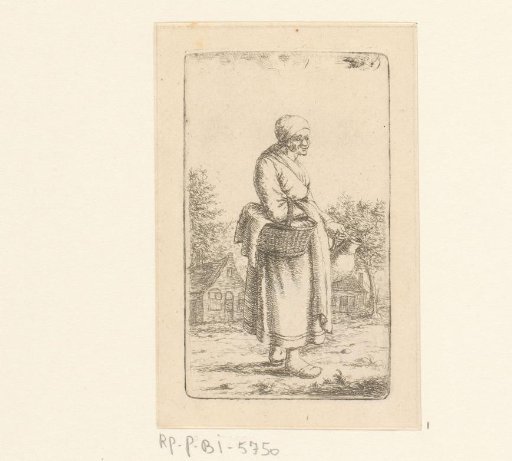 Old Woman with Basket and Jug