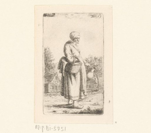 Old Woman with Basket and Jug