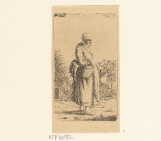 Old Woman with Basket and Jug