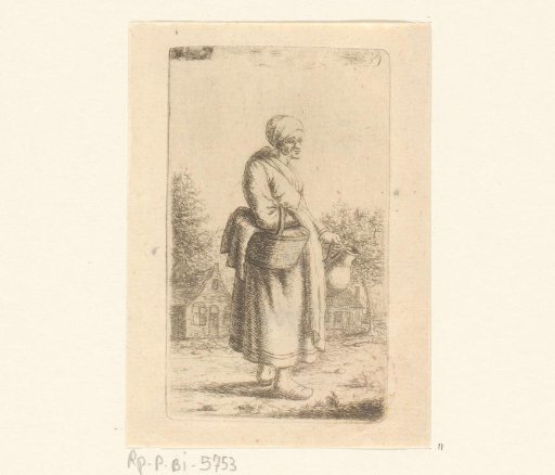 Old Woman with Basket and Jug