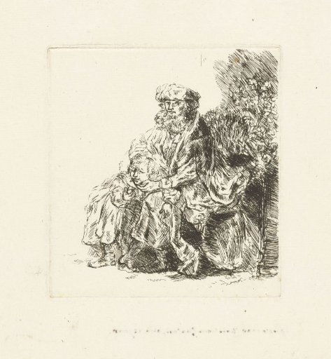 Abraham caressing Isaac