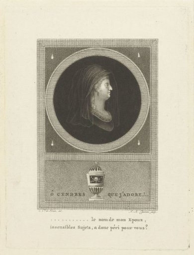 Commemorative print with portrait of Marie-Antoinette