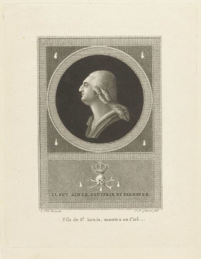 Commemorative print with portrait of Louis XVI