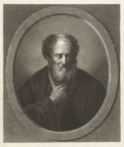 Portrait of an old man with beard, en face