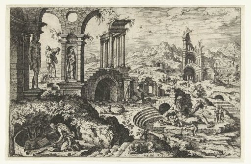 Ruined landscape with the penitent Hieronymus