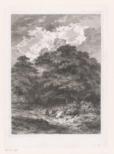 Landscape with two resting figures before a forest