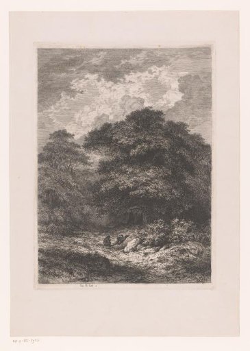 Landscape with two resting figures before a forest
