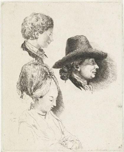 Study sheet with portraits of Louis Bernard Coclers and his family