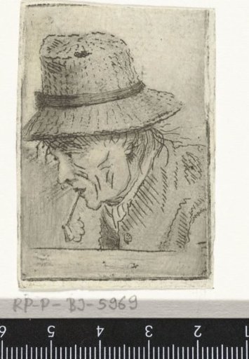 Head of a man with a hat and pipe