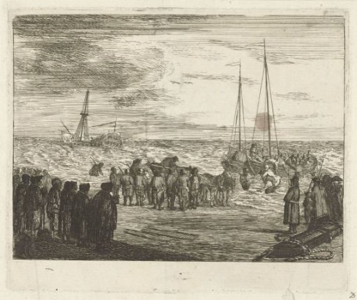 Stranding of the British East Indiaman 'General Barker' at Noordwijk, 1781