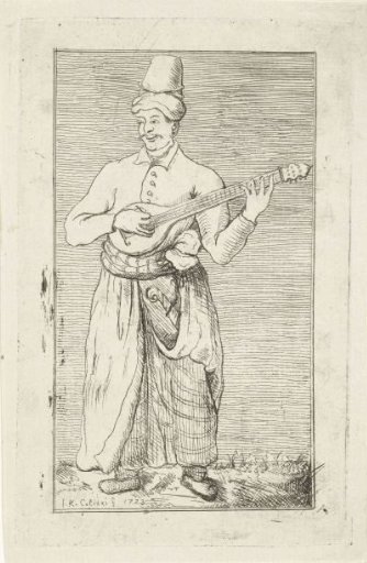 Musician with a turban and plucked instrument