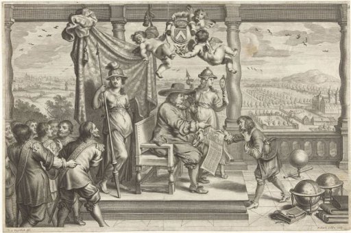 Young man offering a sheet with theses