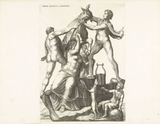Zethus and Amphion bind Dirce to the horns of a wild bull