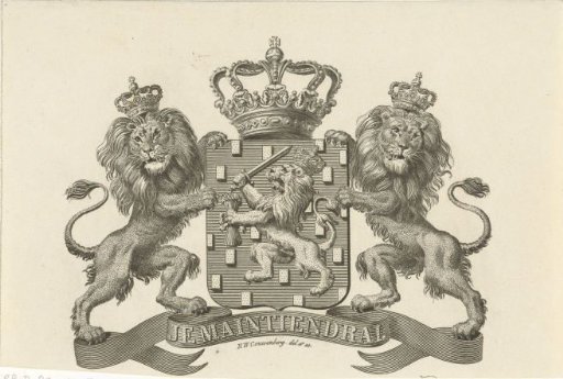 Coat of arms of the Netherlands with motto: Je Maintiendrai