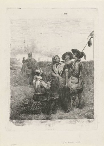 Soldiers with a young girl