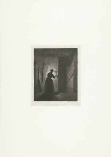 Woman before a door
