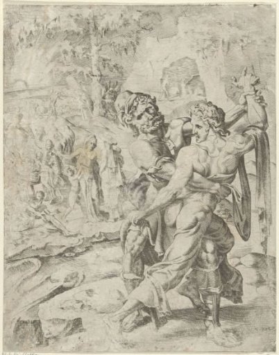 Jacob wrestles with the angel