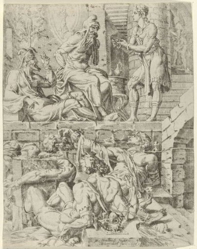 Joseph interprets the dreams of the cupbearer and the baker
