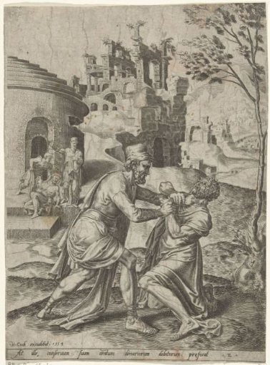 Fight between the ungrateful servant and a debtor