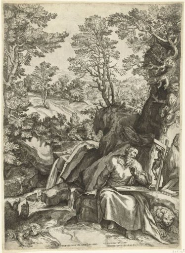 Landscape with St. Jerome Translating the Bible
