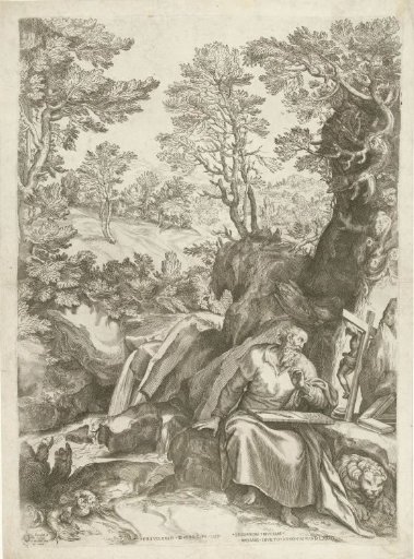 Landscape with St. Jerome Translating the Bible