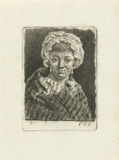 Young woman with cap and curly hair