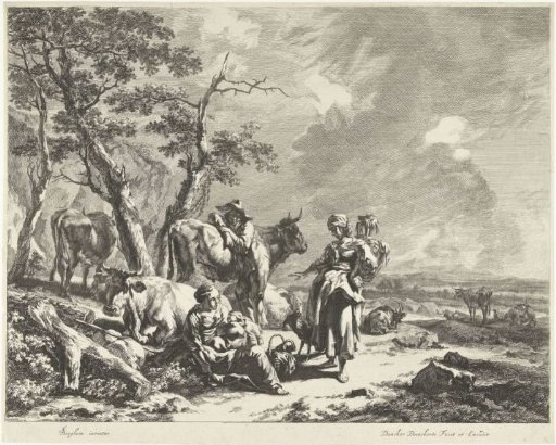 Afternoon: Shepherd family resting with flock