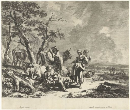Afternoon: Shepherd family resting with flock