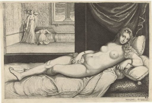 Venus lying on a bed