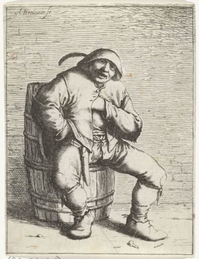 A Man Sitting on a Cask