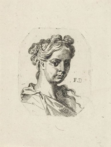 Bust of a woman with hair worn up